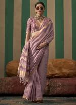 Silk Lilac Casual Wear Weaving Saree